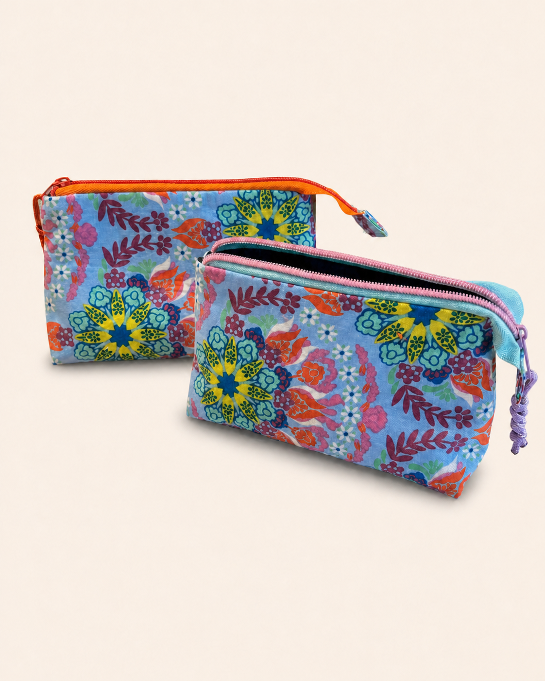 Twin Set floral zip bags — handmade by Jodi in Seattle
